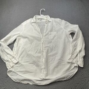 Frank & Eileen Shirt Womens Large White Relaxed Soft Shoulders Casual Button-Up